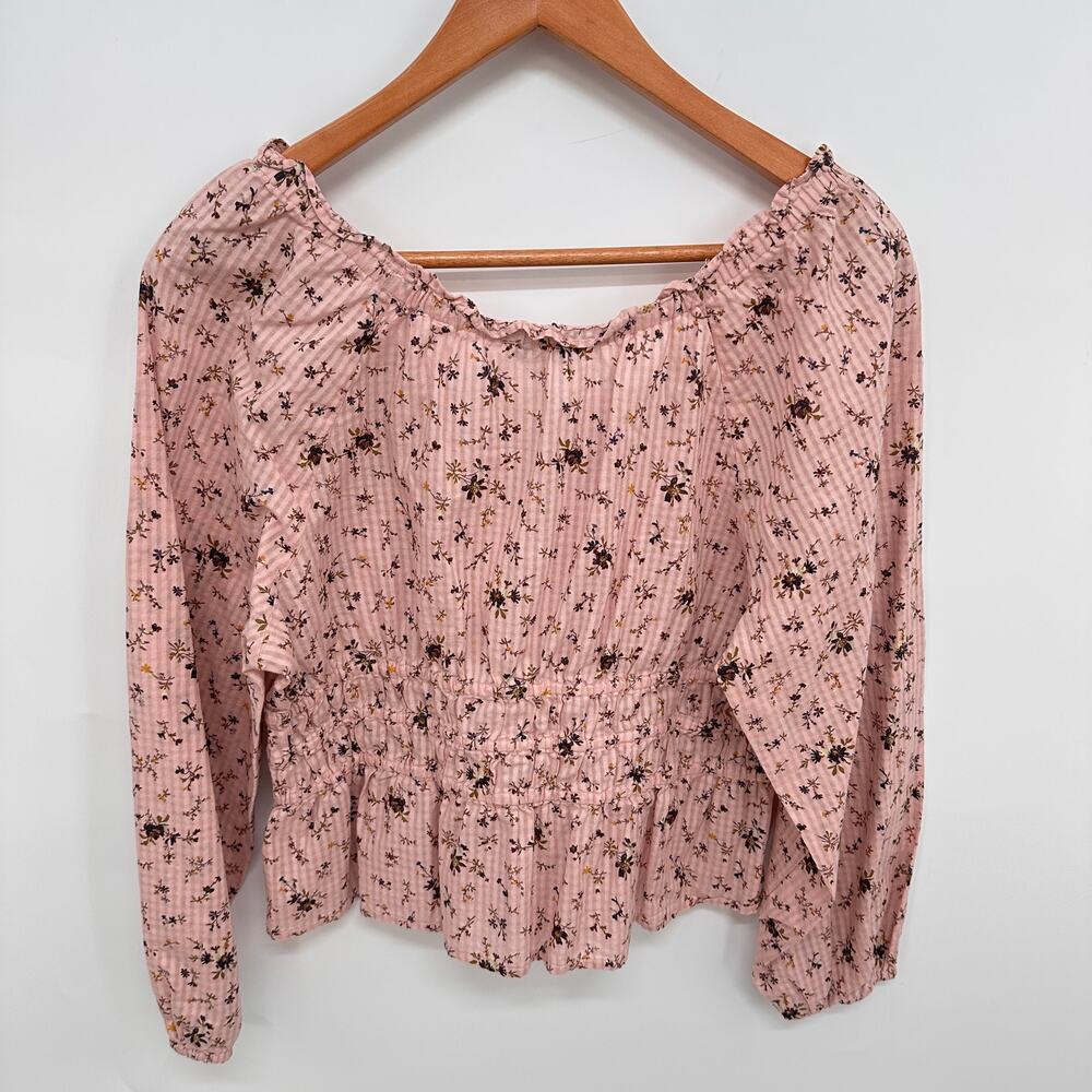 Madewell Sophia Long Sleeve Blouse Top in Pink Bouquet Floral NE183 // L - Picture 11 of 13